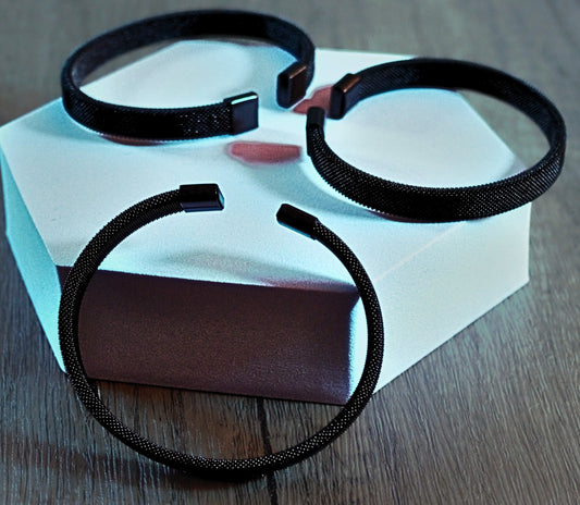 Matte black beads and shimmering accents