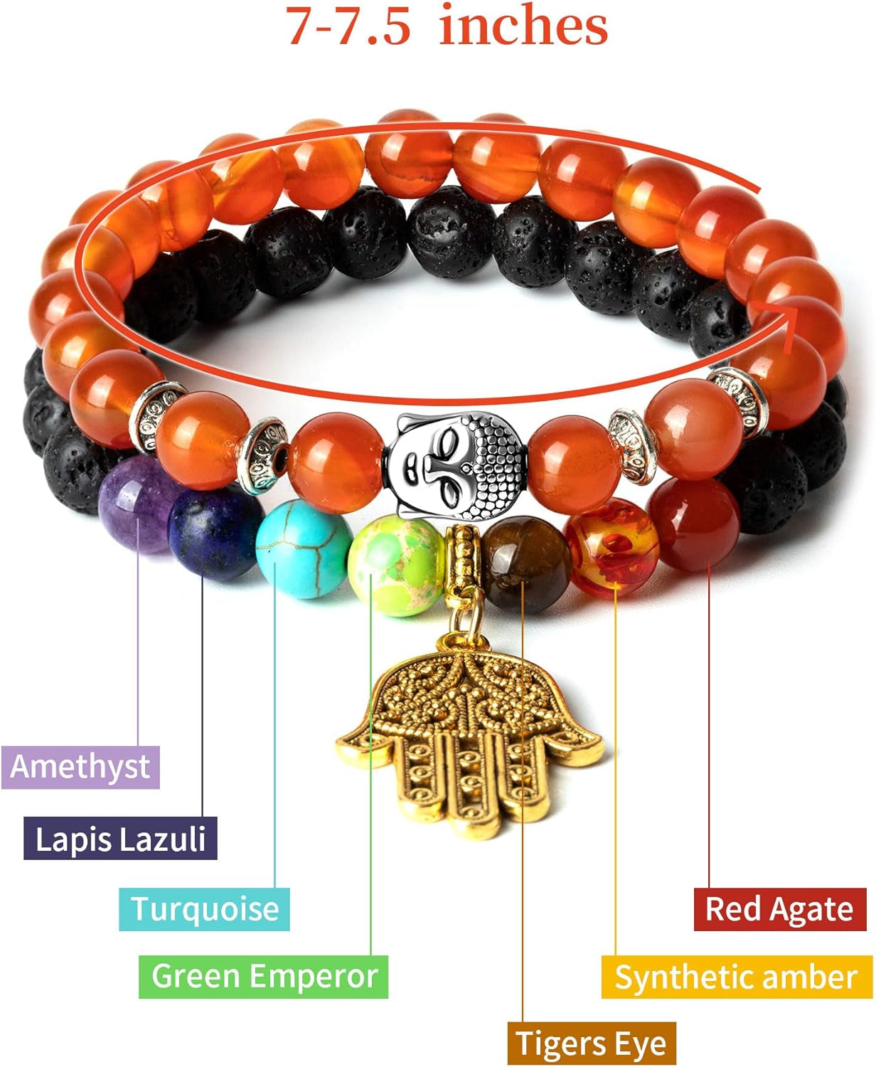 Crystals and Healing Stones Chakra Bracelets Crystal Bracelet Healing Crystals Chakra Stones Meditation Relax Anxiety Bangle for Womens Mens