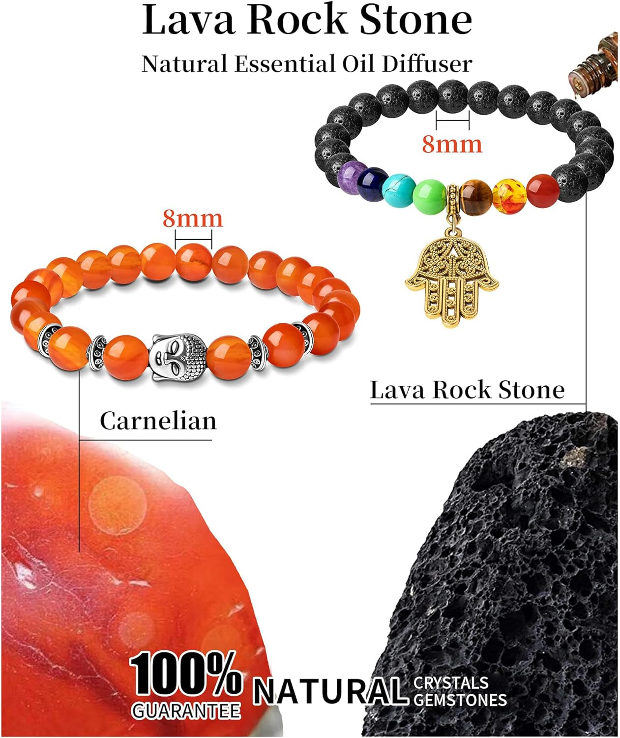 Crystals and Healing Stones Chakra Bracelets Crystal Bracelet Healing Crystals Chakra Stones Meditation Relax Anxiety Bangle for Womens Mens